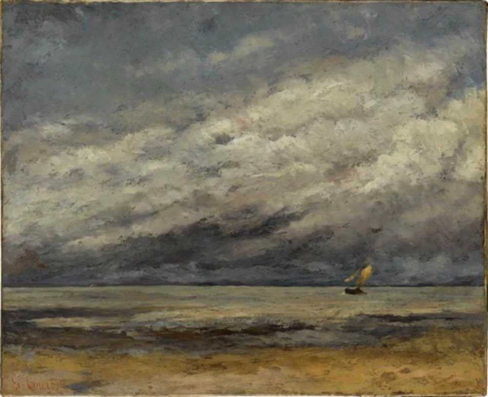 Costa del mare con barca a vela in avvicinamento al temporale - Staatsgalerie Stoccarda